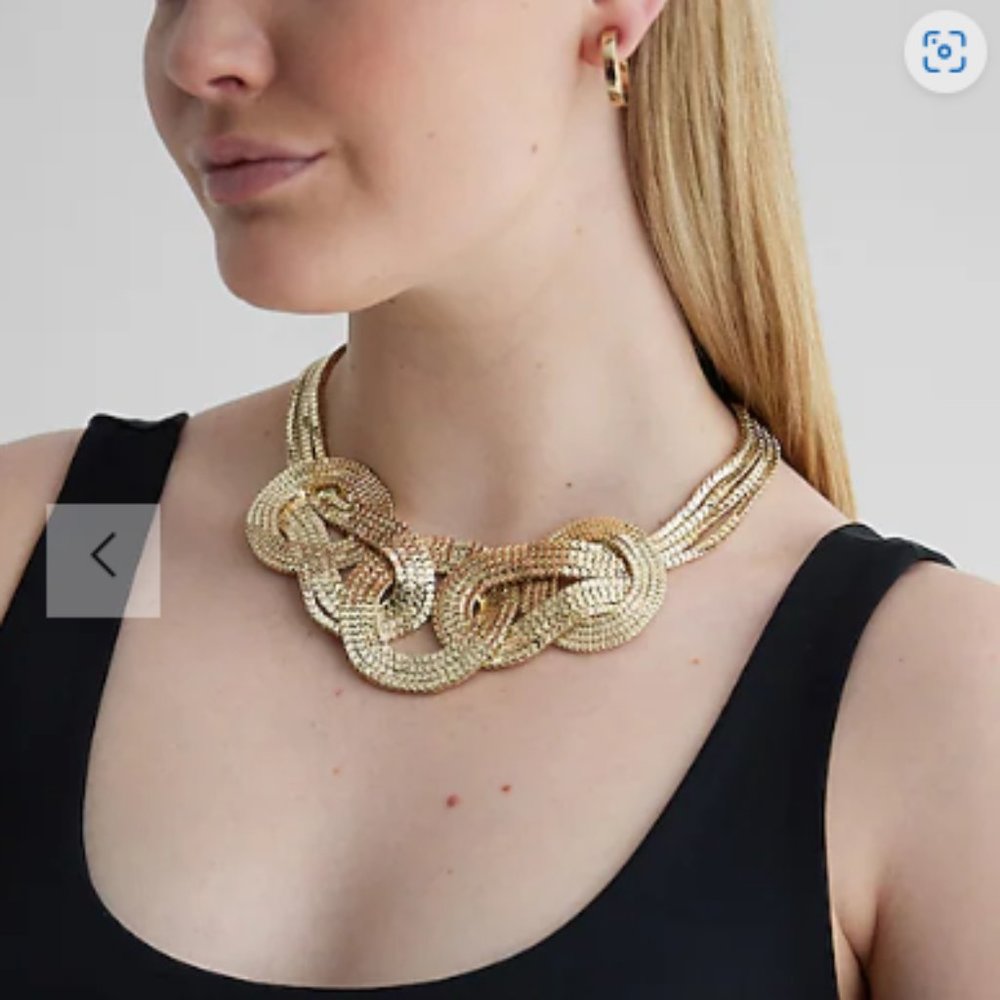 Express Multi Chain Woven Statement Necklace - image 1